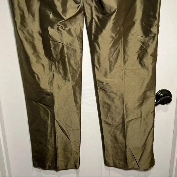 Connie Robertson 100% Silk Olive Green Suit Pants - Picture 9 of 11